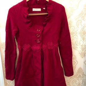 Anthro Charlie & robin sweater jacket xs red